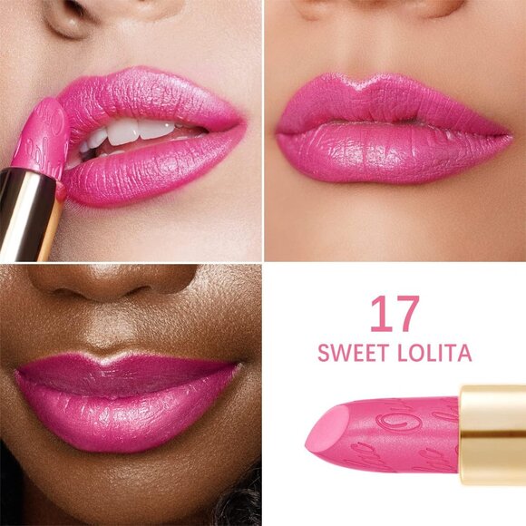 🆕 Metallic Hot Pink Lipstick Lightweight Soft Hydrating Vegan Full-Coverage Lip - Picture 5 of 10
